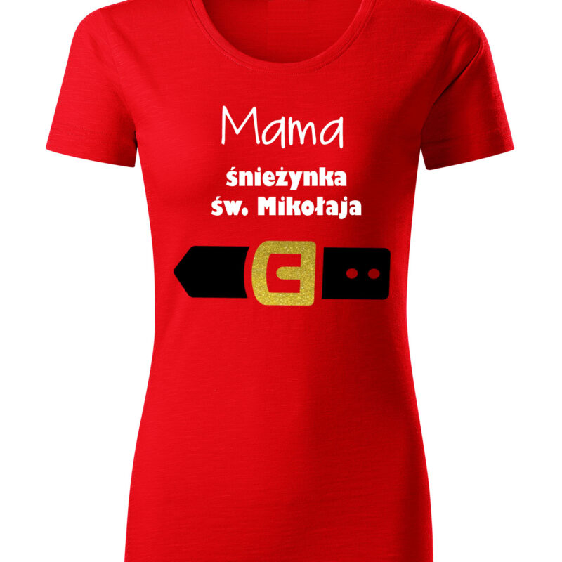 Koszulka damska - Mama śnieżynka św. Mikołaja