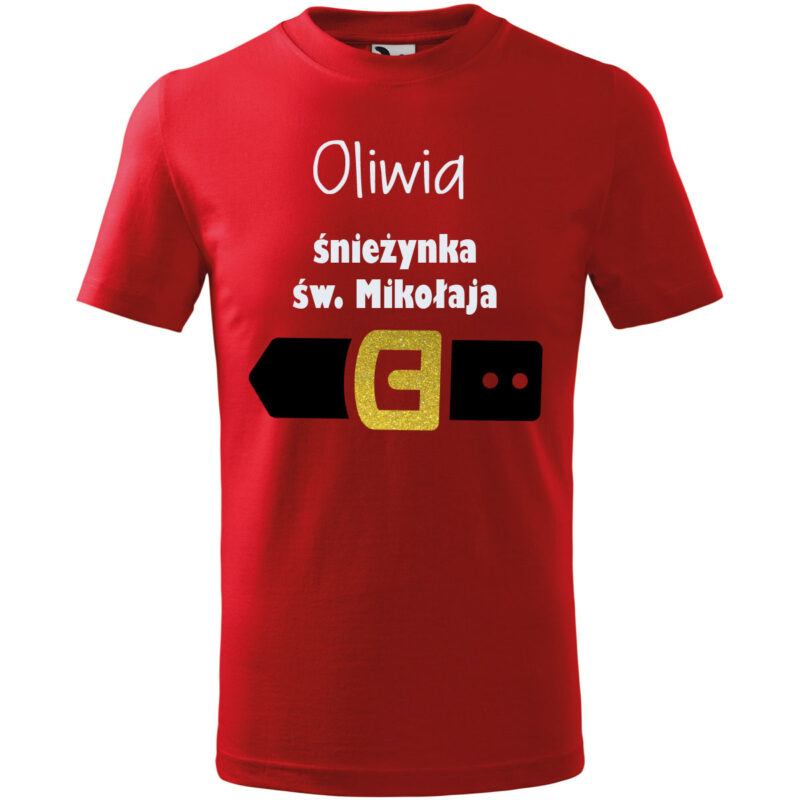 Koszulka dziecięca - Śnieżynka św. Mikołaja z imieniem