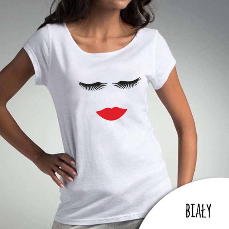 Koszulka damska - Rzęsy usta
