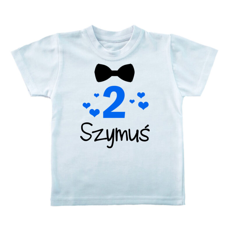 Koszulka dziecięca - 2 urodziny z imieniem (niebieski)
