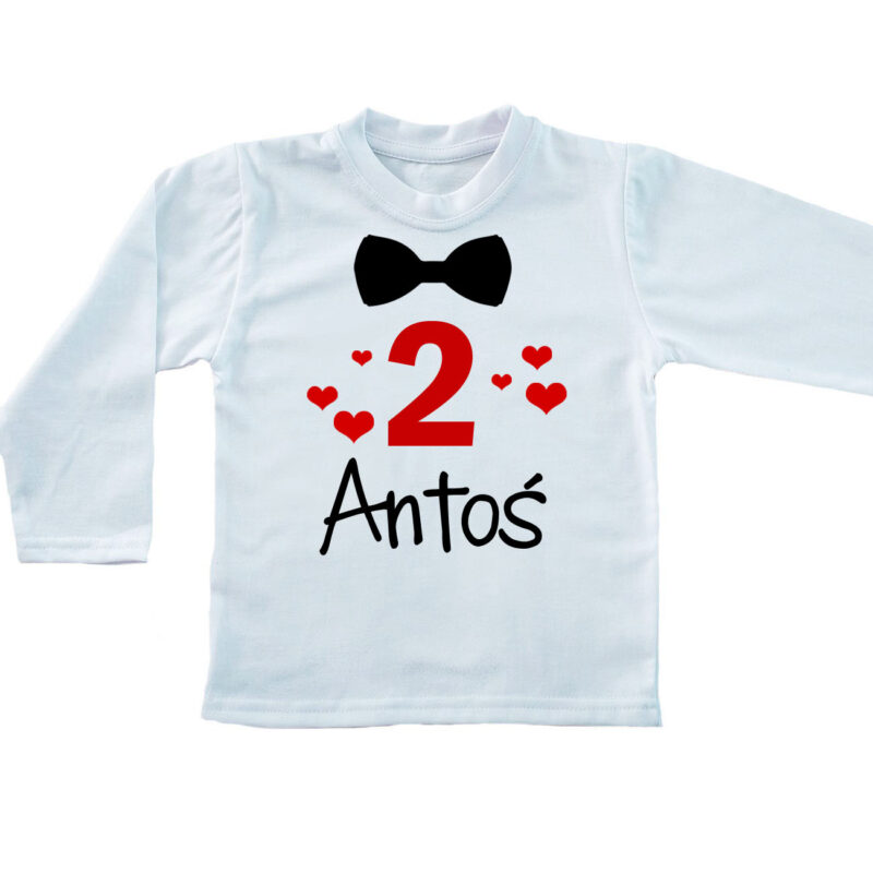 Koszulka dziecięca - 2 urodziny z imieniem (czerwony)