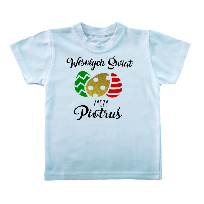 Koszulka dziecięca - Wesołych Świąt życzy z imieniem