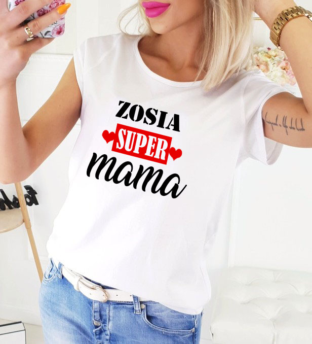 Koszulka damska - Super mama z imieniem