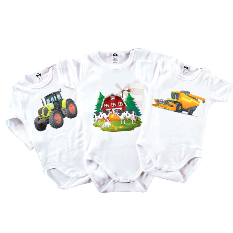 Wielopak - Zestaw bodziaków z motywem ROLNICZYM traktor, kombajn, farma